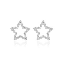 LRC Anting Tusuk Fashion Golden Alloy Five-pointed Star Hollow Earrings K83607