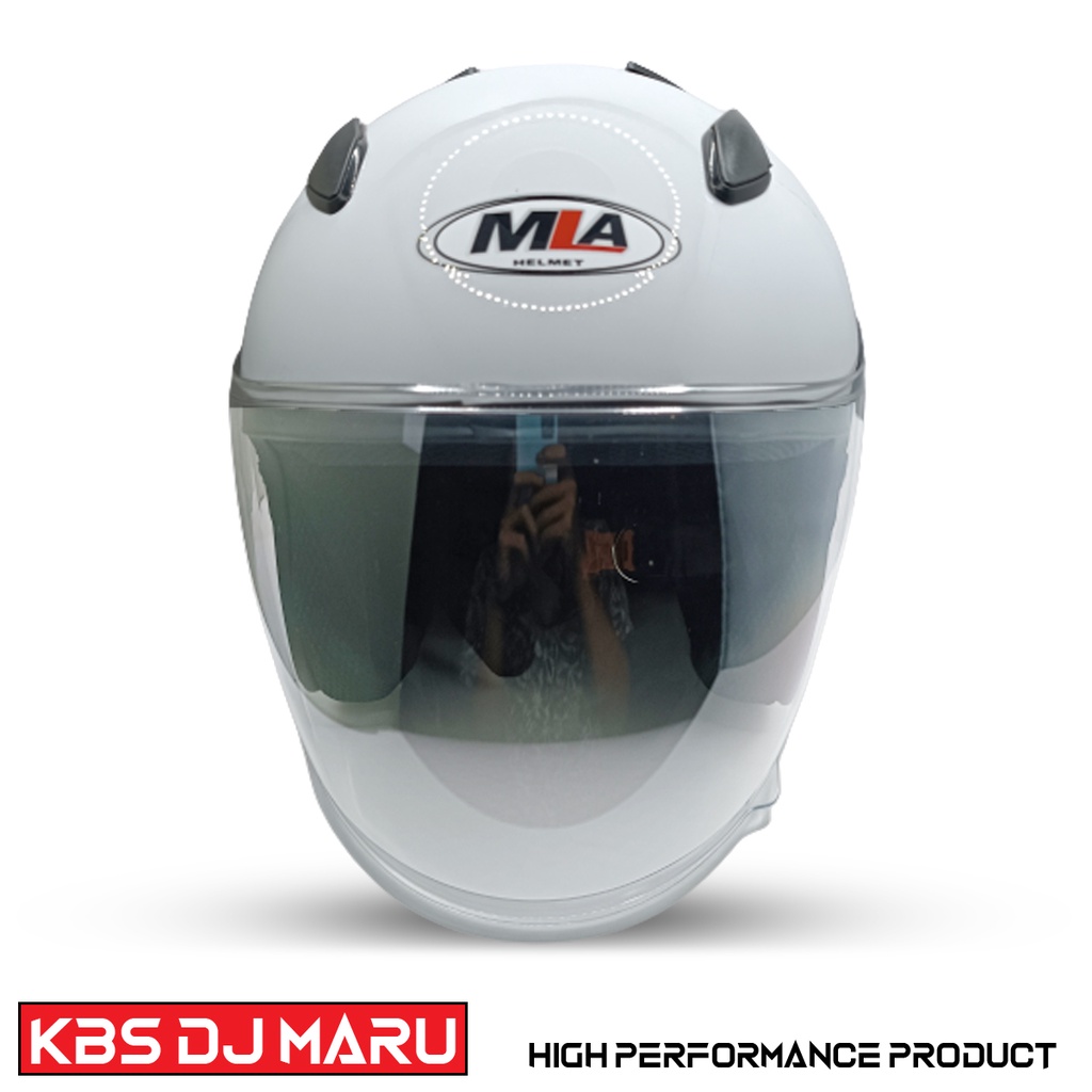 Helm Half Face Dewasa MLA DJ MARU Whity White Solid Polos Kaca Single Visor Free Packing DUS