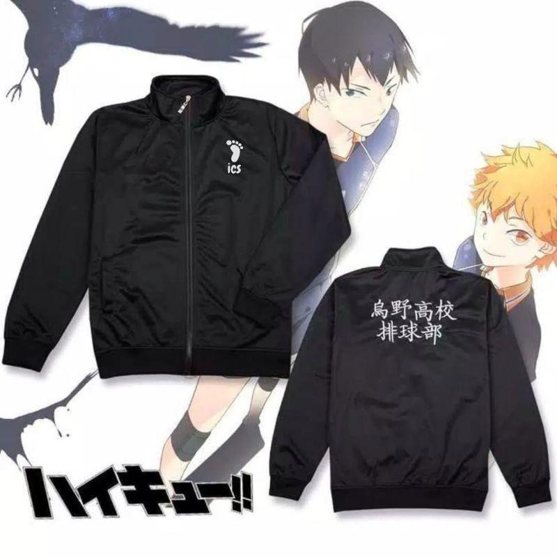 Jaket Anime Haikyuu Cosplay Karsuno Logo Bordir Zipper
