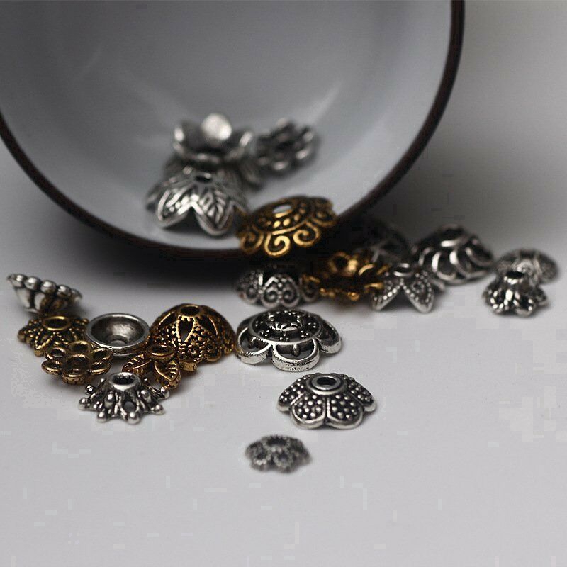 45g Wholesale Tibetan Silver Mixed Flower Shape Bead Caps For Jewelry Making (About 150 Pcs)