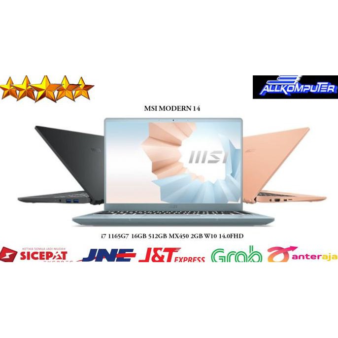 DISKON MSI MODERN 14 TERBARU i7 GEN 1165G7 16GB 512GB MX450 2GB W10 14.0FHD - GRY