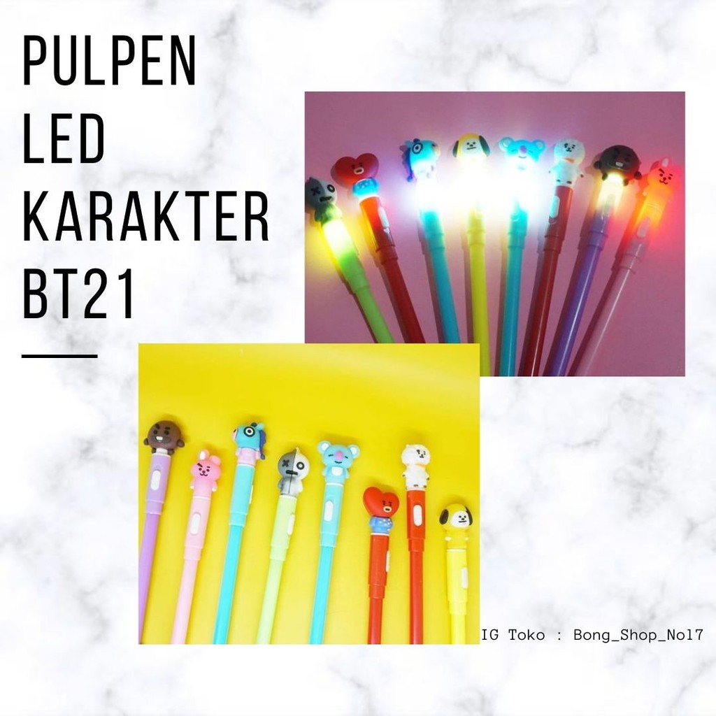 

Pulpen LED Unik Karakter BT21|Pen LED BT21|Pulpen Murah Bisa Nyalah