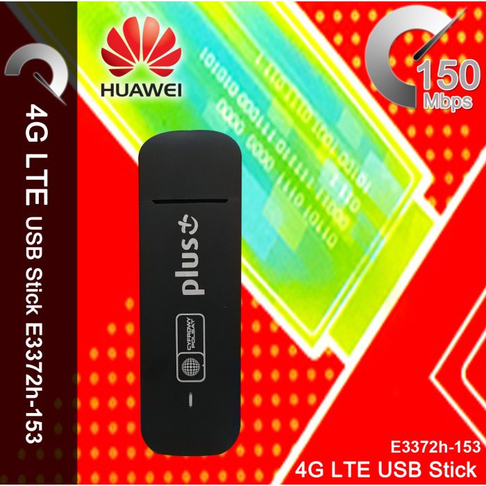 Modem Huawei E3372 4G LTE FDD 900/1800 150Mbps - Hitam