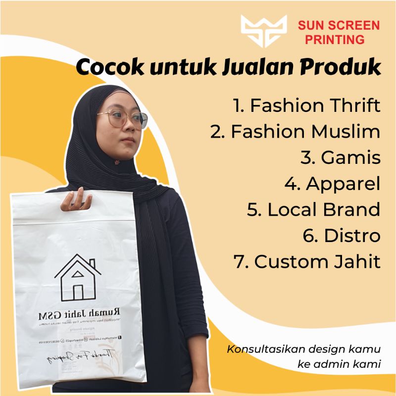 Sablon Plastik Murah Ziplock Plong 30x38+7 Free Design Plastik Packing Olshop