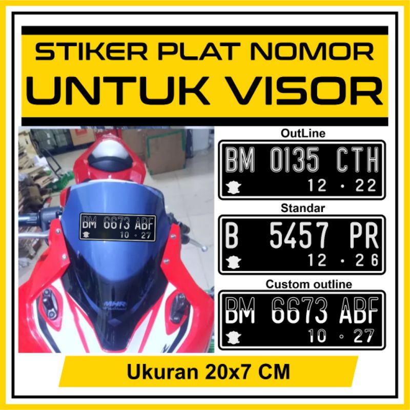 STIKER PLAT NOMOR UNTUK WINDSHIELD MOTOR + stiker visor nmax
