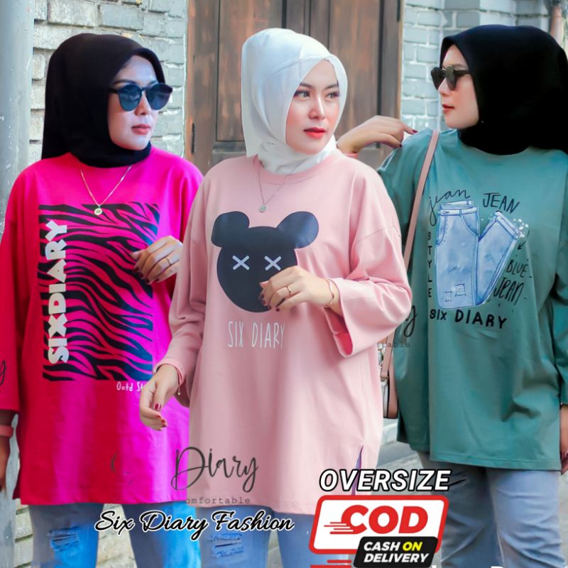 KAOS OVERSIZE WANITA TERBARU | KAOS OVERSIZE WANITA ORIGINAL SIX DIARY | STYLE ZOLAQU
