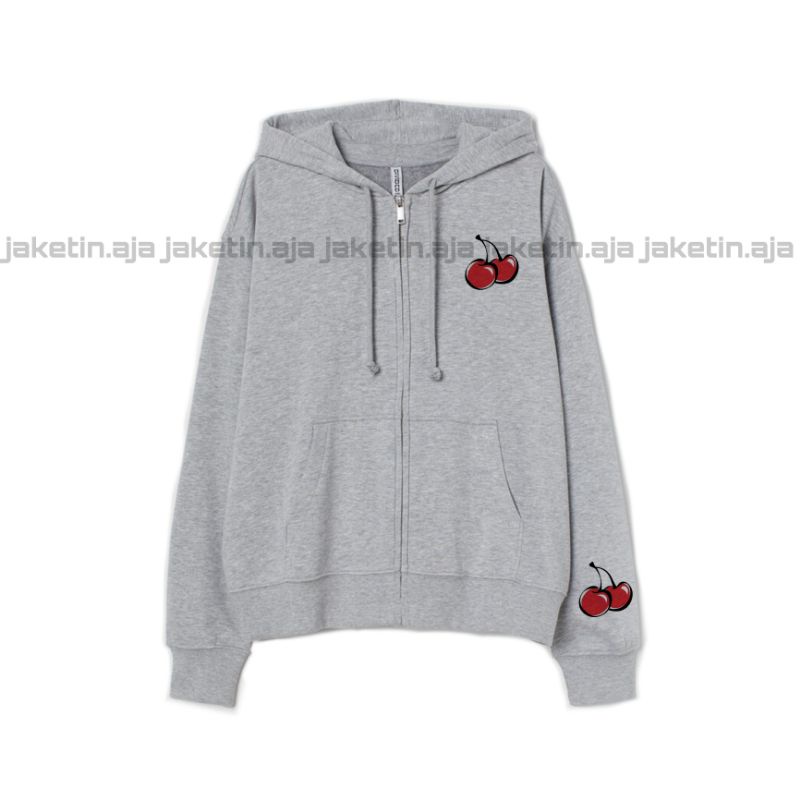 S - XXXXXL(6XL) ZIP Hoodie CERI FRUIT BIGSIZE Jaket Sleting Cute Cherry Harajuku OVERSIZE Pria Wanita 5XL 4XL 3XL 2XL XL L M Jaketin aja