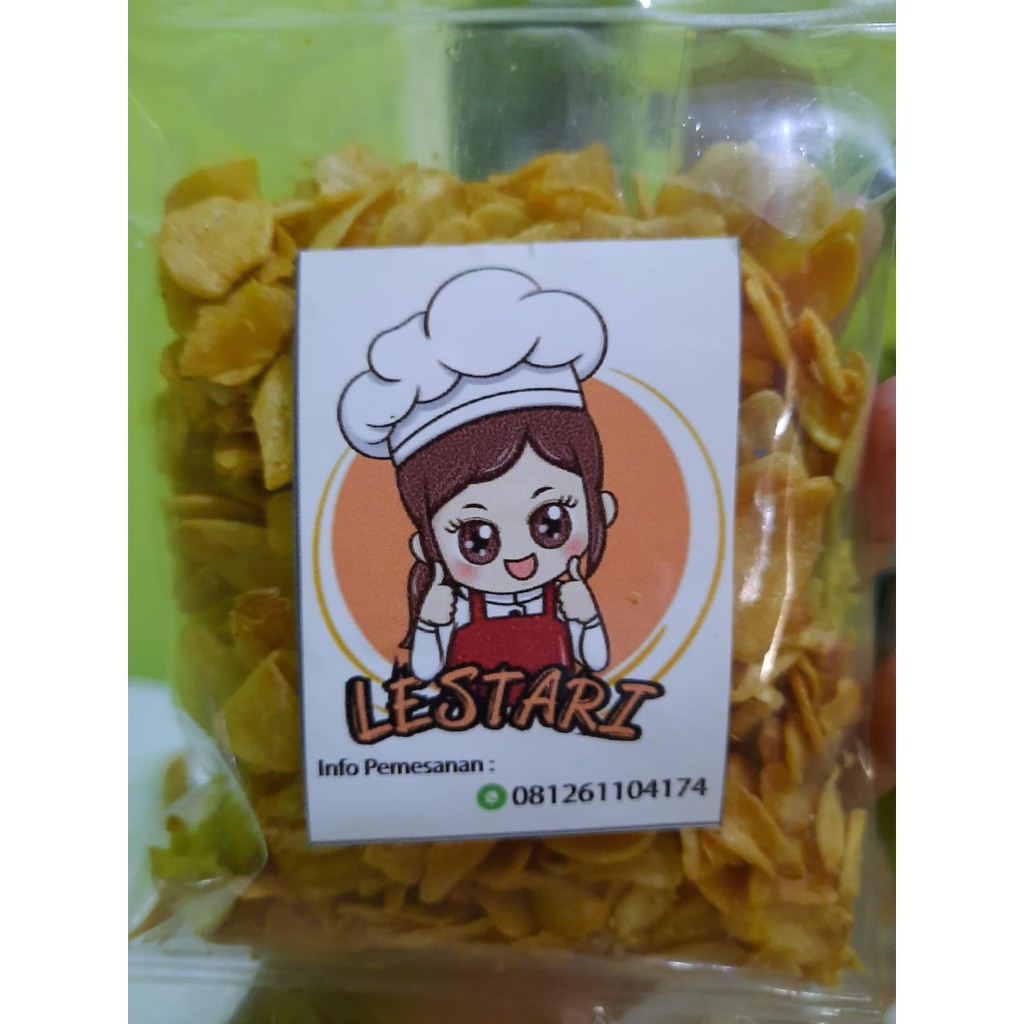 BAWANG PUTIH GORENG LESTARI 100 GRAM TANPA CAMPUR TEPUNG ASLI