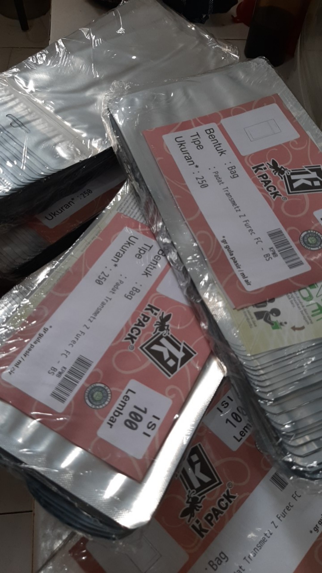 Plastik 250z Kemasan Kopi Snack Sachet Bag Kombinasi Foil Dan Bening 250g