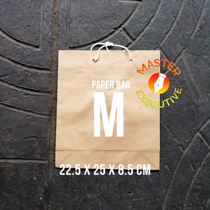 Paper Bag Polos M Coklat - 22.5 x 25 x 8.5 cm - Tas Kertas Sedang