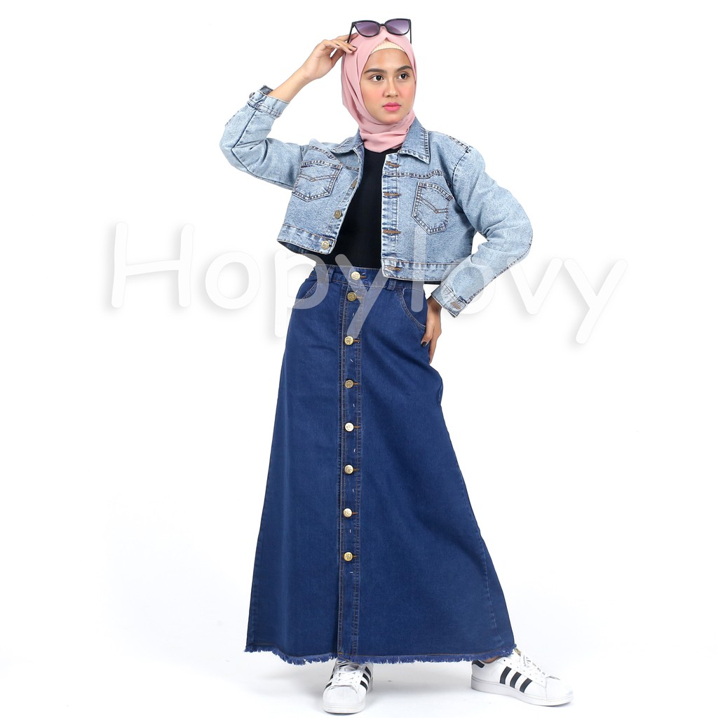HOPYLOVY - Rok Jeans Panjang Button Up Fabian-3