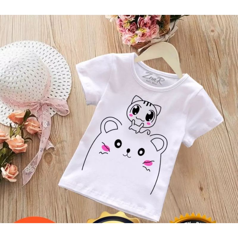 Baju bayi atasan kaos bayi usia 3-9 bulan-34 Putih Cat 2