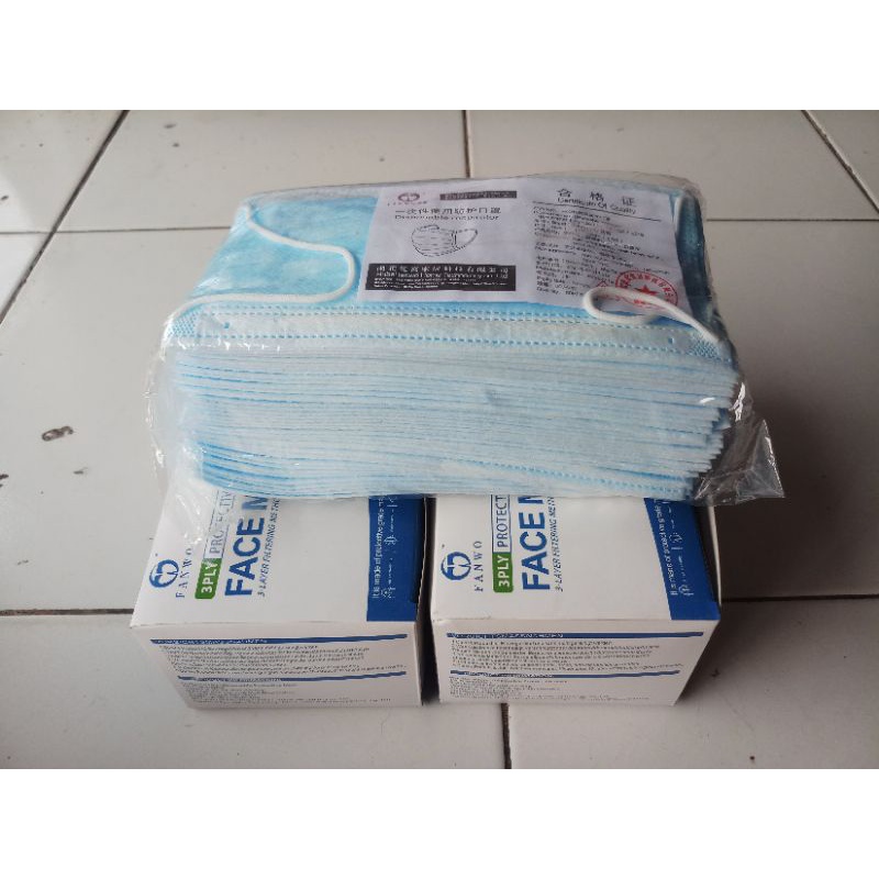 MASKER EARLOOP 3 PLY WARNA BIRU 1 BOX ISI 50 PCS