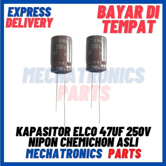 2PCS [PAS-9624] KAPASITOR ELCO 47UF 250V NIPON CHEMICHON ASLI