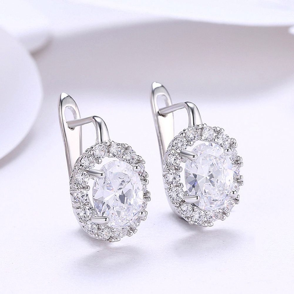 Hu Hu Hu Hu Hu Alat Bantu Pasang Kacamata♡ Anting Tusuk Gantung Wanita Desain Oval Hias Cubic Zirconia Gaya Mewah Untuk Pernikahanhadiah