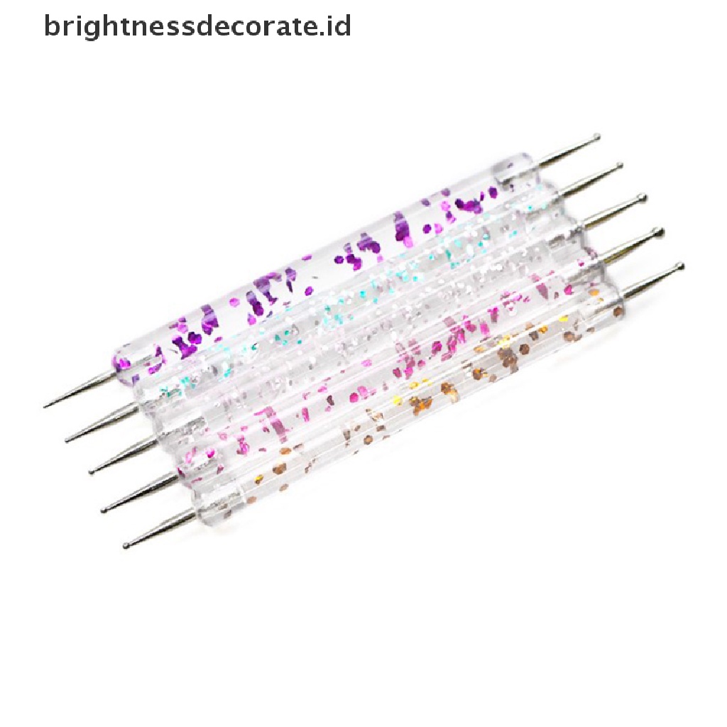 [birth] 5Pcs 2 Way Nail Art Dotting Painting Pen Manicure Nail Glitter Tools Dotting Pen [ID]