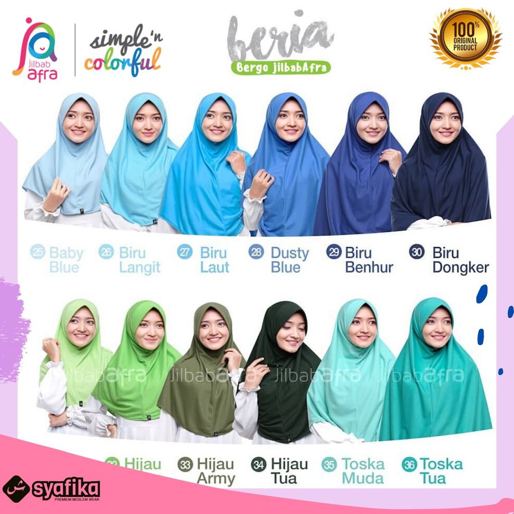 JILBAB BERIA SIZE XL - BERGO JILBAB AFRA - HIJAB INSTAN BAHAN KAOS, ADEM, LEMBUT &amp; NYAMAN