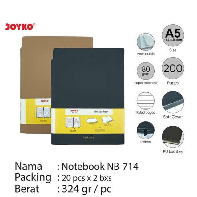 

Ruled Pocket Notebook NB-714 / Agenda Kulit Kantong / Buku Catatan Bergaris A5 / Diary Notepad Joyko 200 halaman