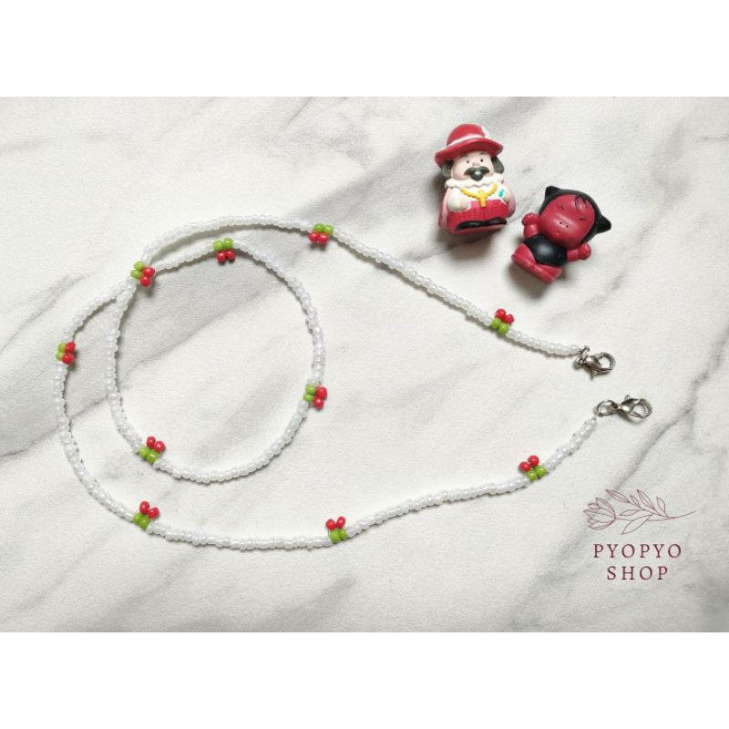 Strap Masker / Masker Strap Manik Kalung Masker Manik Korea - Cherry