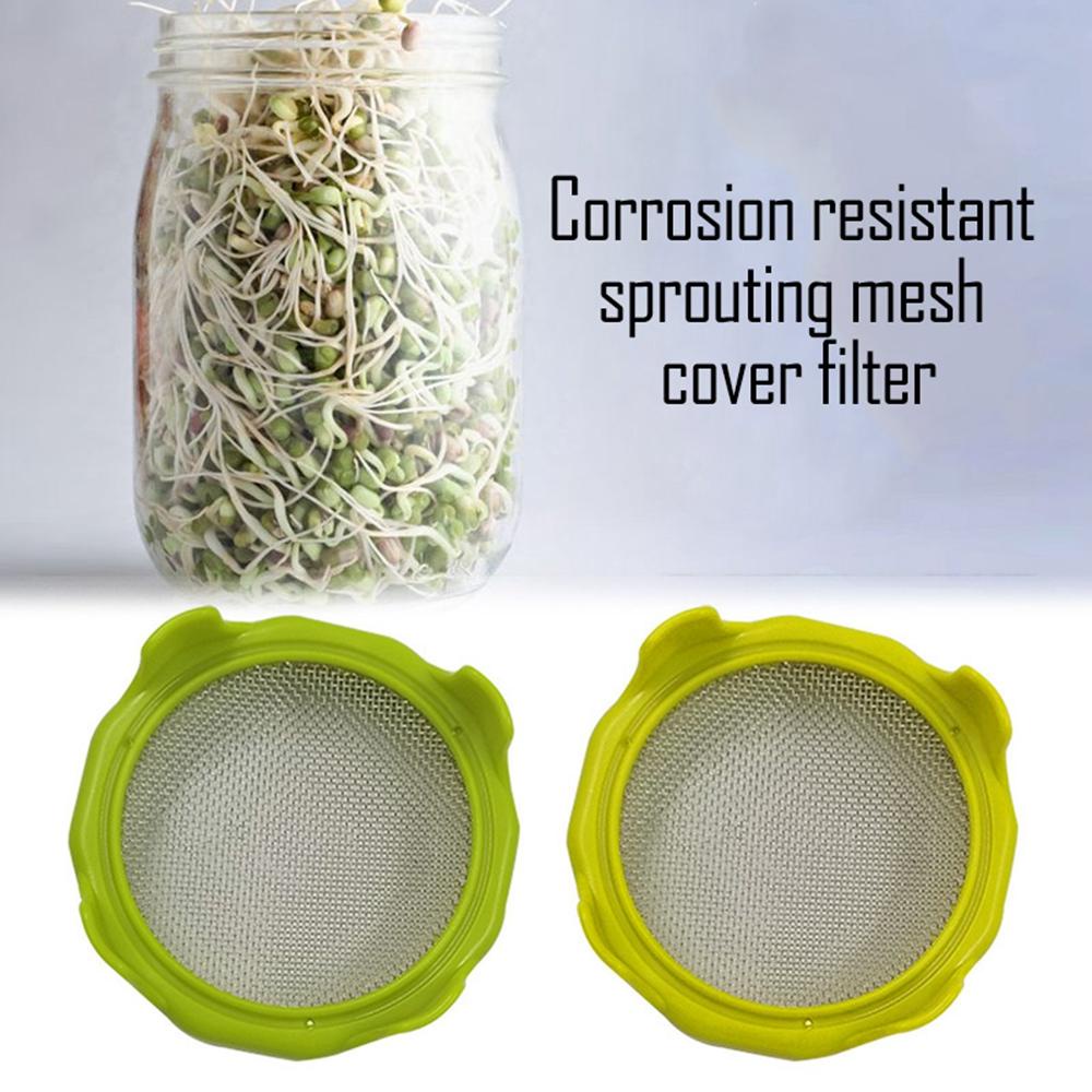 Nickolas1 Sprouting Lid Stainless Steel Mesh Planters Mason jar Alat Kecambah Penyaring Perkecambahan Benih