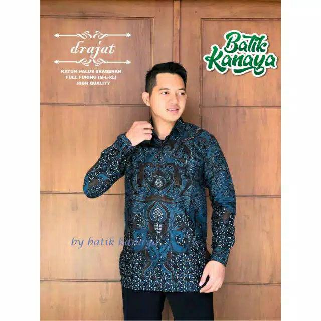 Japunta Blue Kemeja Batik Pria Full Furing Katun Primisima Batik Solo Batik Warna Navy Dongker