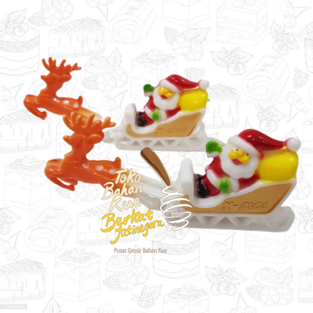 TOPPER CAKE KERETA SANTA CLAUSE CHRISTMAS / HIASAN KUE NATAL