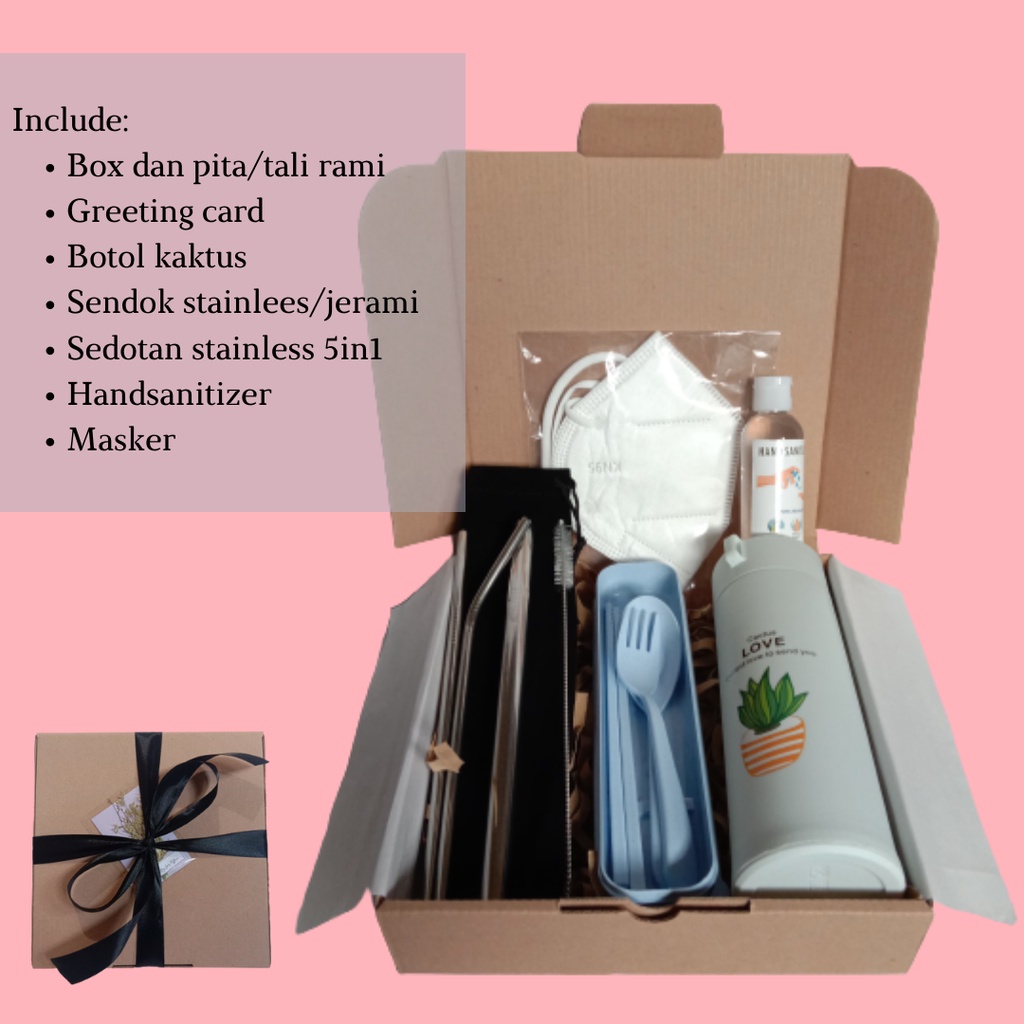 Hampers Kado Gift Box Ulang Tahun Wisuda Cewek Cowok Birthday Graduation Gift Botol Kaktus Alat Maka