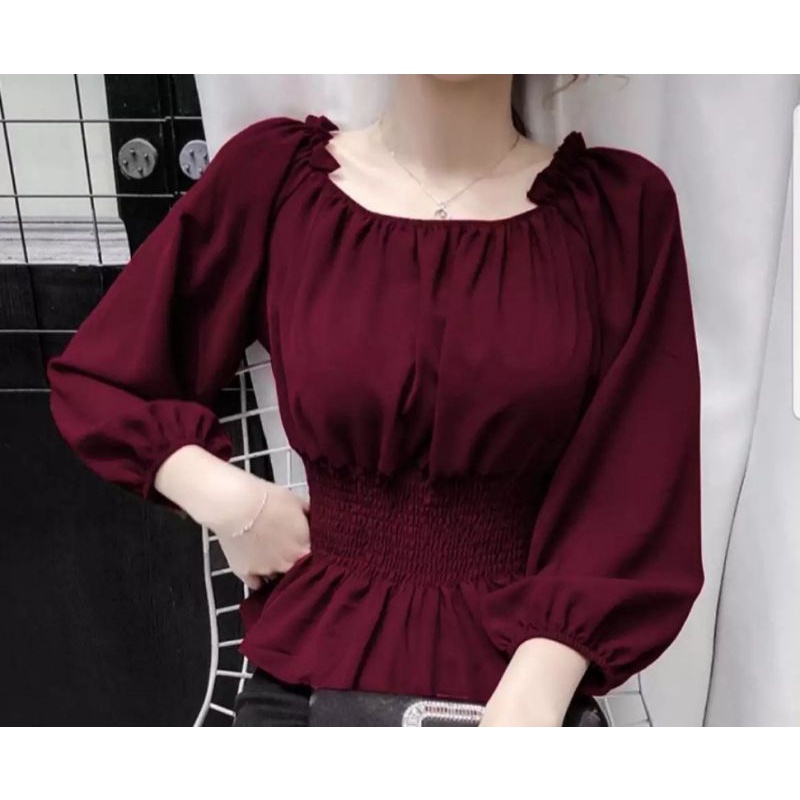 NAOMI BAJU SABRINA JUMBO KOREA STYLE BAJU ATASAN WANITA BIG SIZE-1