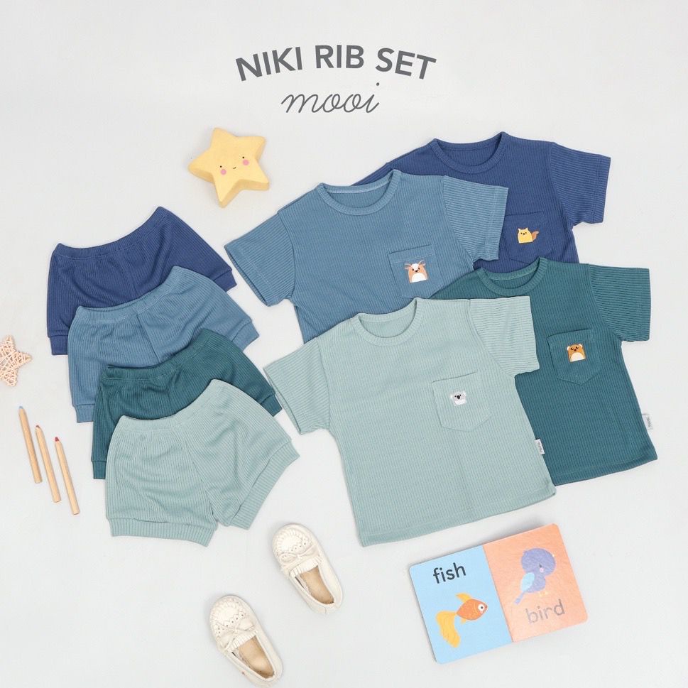 Mooi Niki Rib Set Setelan Anak Unisex - Mooi setelan anak