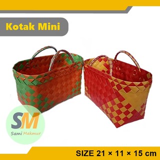 Image of Tas Anyaman Plastik Kotak Mini untuk Souvenir Bingkisan Berkatan / Tas Hampers Hantaran Sembako