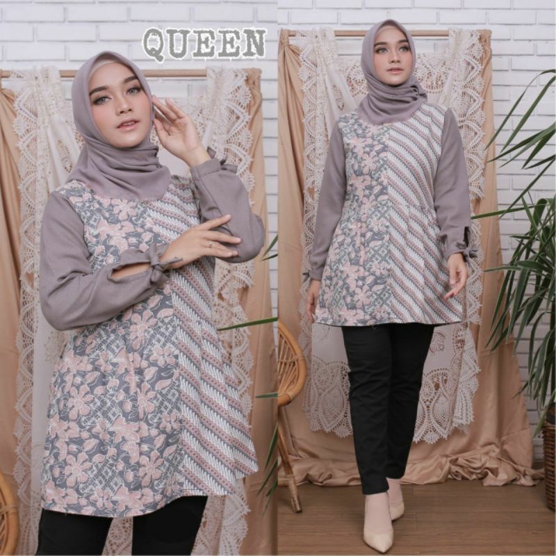 tey-17 Batik wanita ASJ SA HRB026 Kenongo Kemeja Tosca Pendek-LIRIS BUNGA