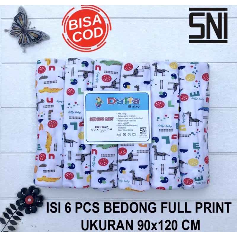 PROMO 7.7 6 PCS Bedong Full Print Motif Bedong Bayi Baru Lahir Ukuran 90x120 Cm Pernel bayi newborn SNI DNW BABY