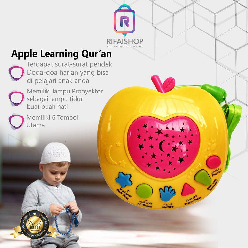 Mainan Anak Muslim Apple Learning Quran + Projector Lamp / Apel Quran