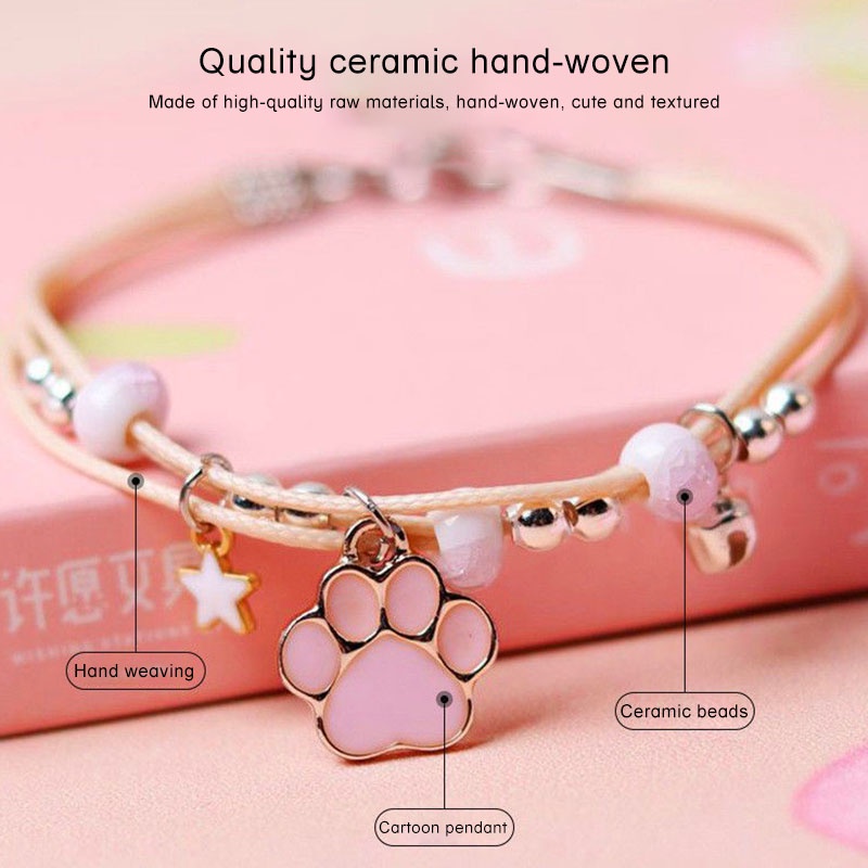 Gelang Wantia,Korea,Cakar Kucing Bahan,Keramik Kartun Beruang Cakar,Untuk Wanita,Bracelet