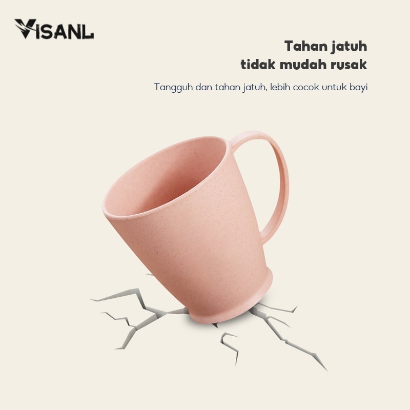 Jerami Gelas Plastik Gagang Cup / Cangkir / Gelas Susu Gelas Teh Warna Pastel