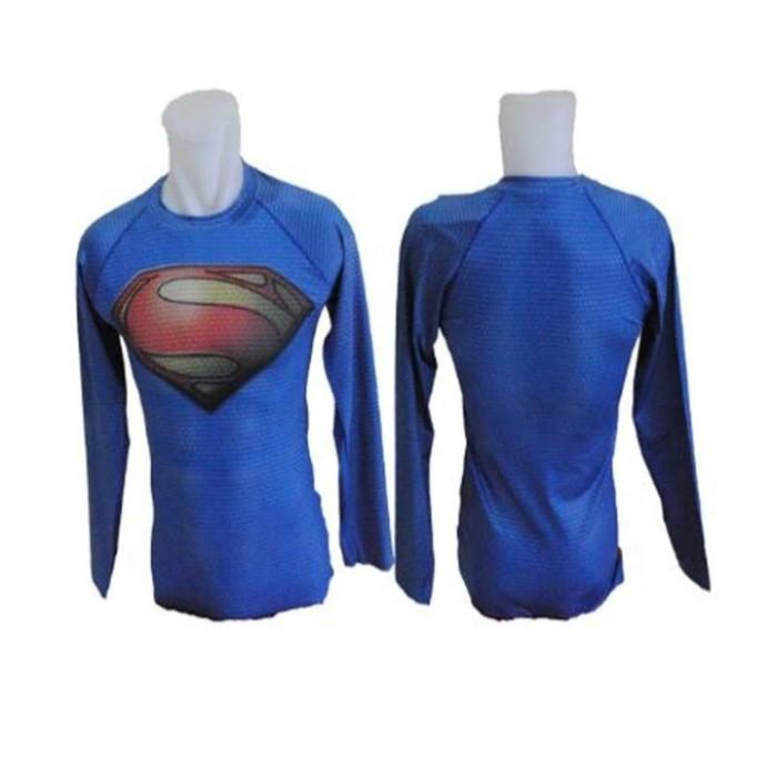Ready Stock Gym | Best Seller - Kaos Manset Baselayer Superman Lengan Panjang Gym / Cycl