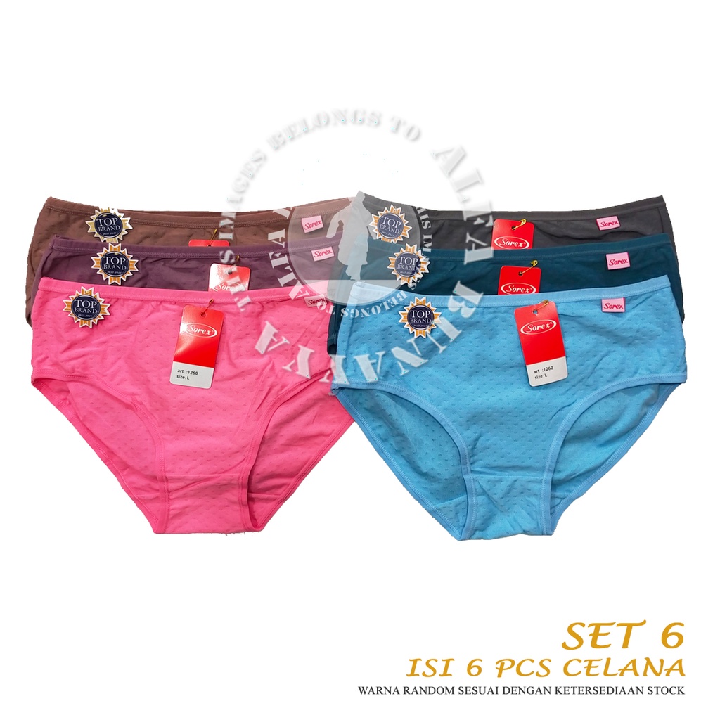 6 Pcs Celana Dalam Wanita SOREX 1260 - CD Underwear - Comfort Chic - Pakaian Dalam Wanita Katun Cotton