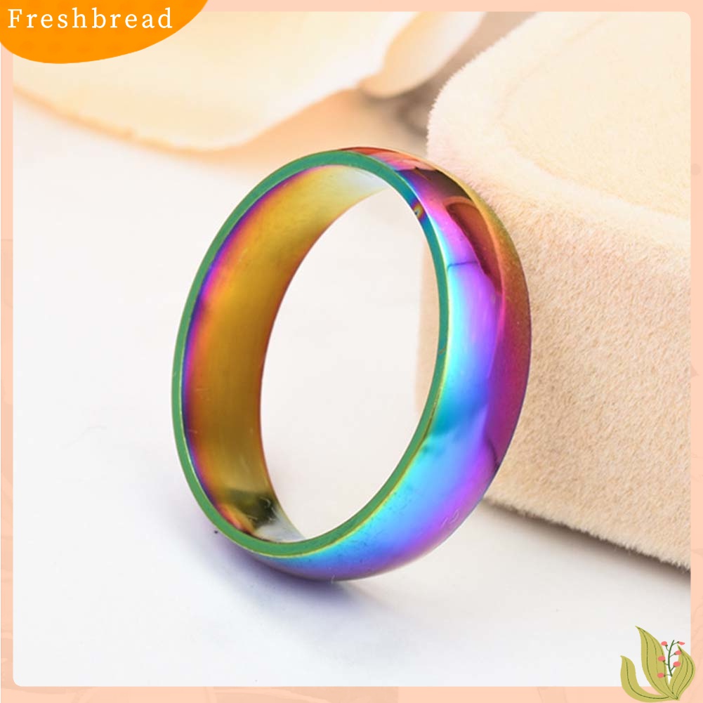 [TERLARIS]Fashion Rainbow Dome Stainless Steel Finger Ring Couple Wedding Jewelry Gift