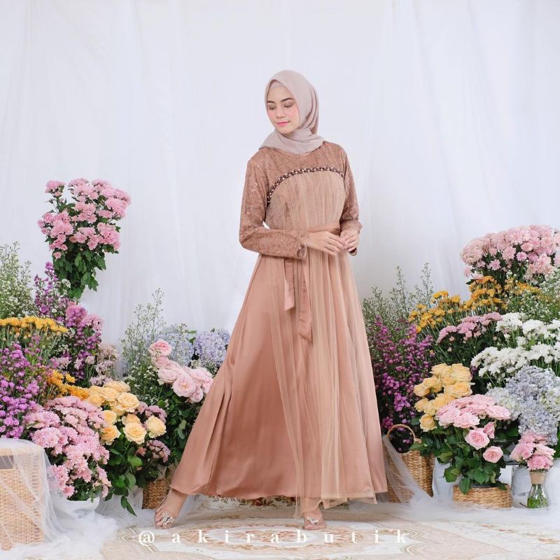 Khalisa Dress Choco Nude Brand Akira Butik Original