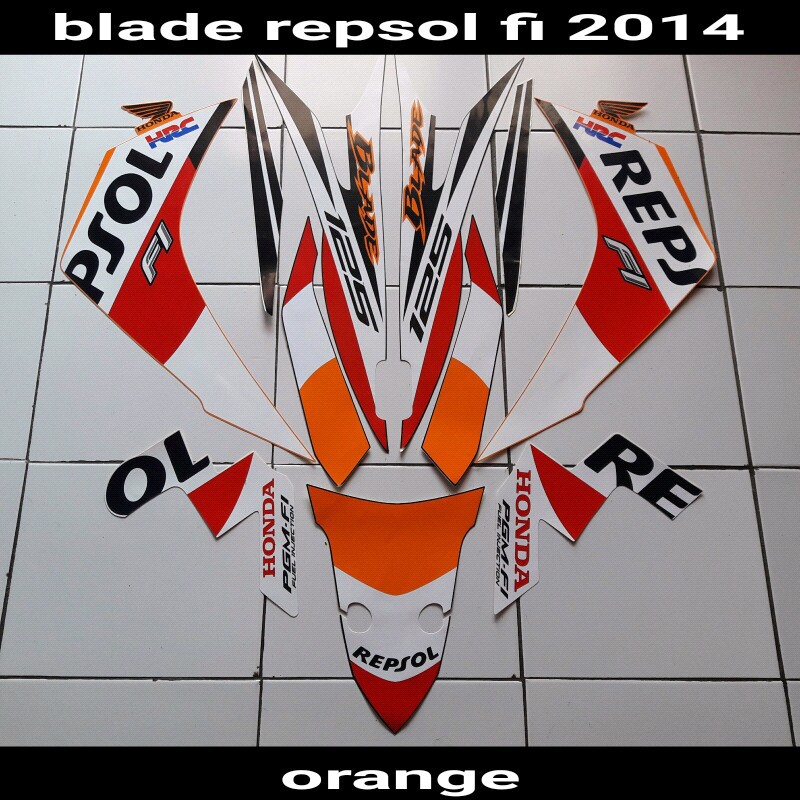 Stiker Motor Honda Blade Repsol Fi 125 2014 Orange Shopee Indonesia