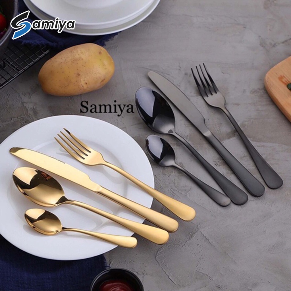 Sendok garpu pisau makan sendok teh warna / western cutlery set / sendok warna korea / dinner table