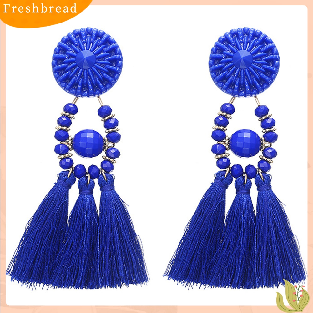 Terlaris Vintage Ethnic Beaded Long Tassel Dangle Statement Earrings Women Jewelry Gift