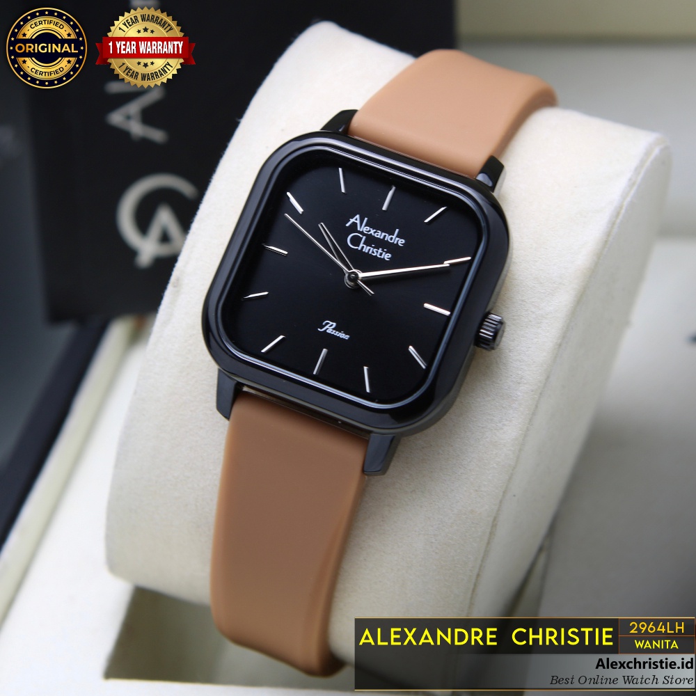New 2022 Jam Alexander Christie Wanita 2964LH Black Brown Original Cantik Anggun Elegan