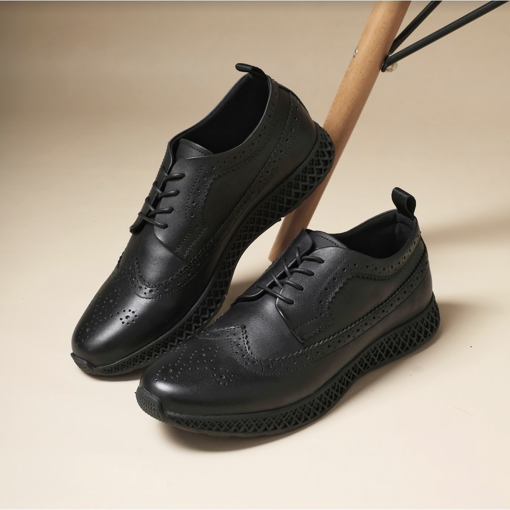 BRITISH 2.1 BLACK (KULIT ASLI) |ManNeedMe x Kenzio| Sepatu Pantofel Pria Derby Shoes Formal ORIGINAL