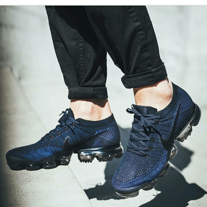 NIKE VAPORMAX FLYKNIT NAVY PREMIUM ORIGINAL SEPATU PRIA OLAHRAGA