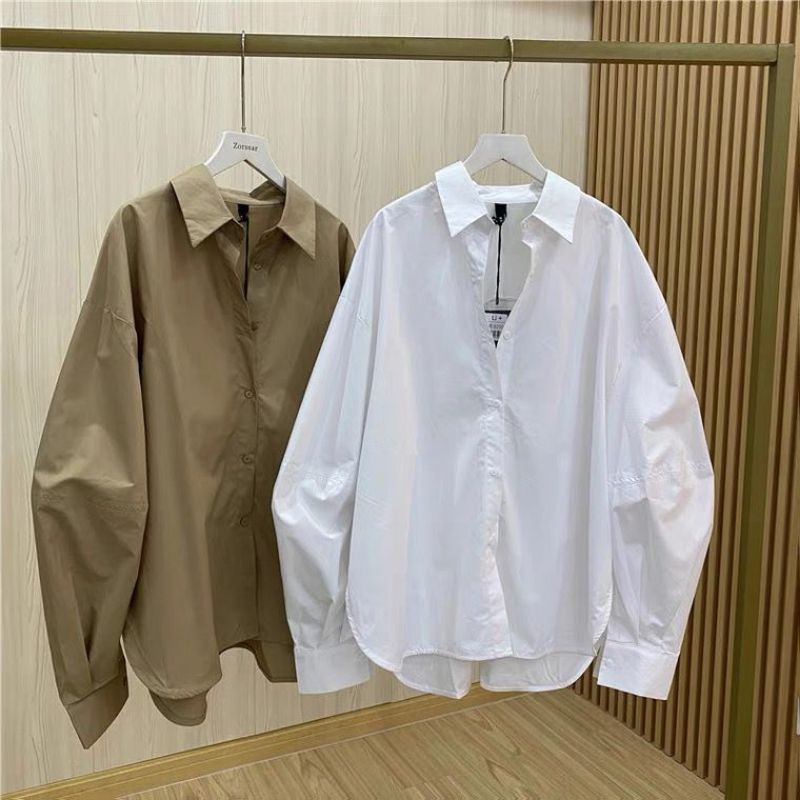 Cod Kemeja Wanita Oversize Kancing Polos / Pakaian Atasan Cewek Korea Style / Kemeja Katun / Kemeja 