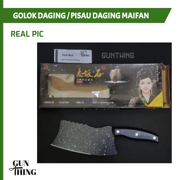 Pisau Daging Maifan / Pisau Daging Hitam Anti Lengket - Batu Maifan / Cleaver Daging, Martabak