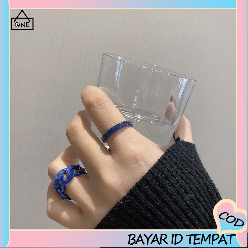 COD❤2 Pcs/Set In Set Cincin Sederhana Cincin Berongga Fashion Aksesoris Perhiasan A one