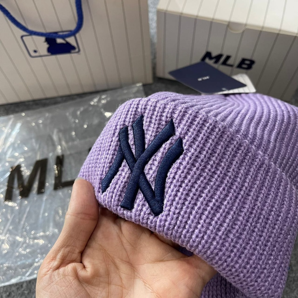 Topi MLB Original Import - NY Kupluk Classic Violet Logo Navy