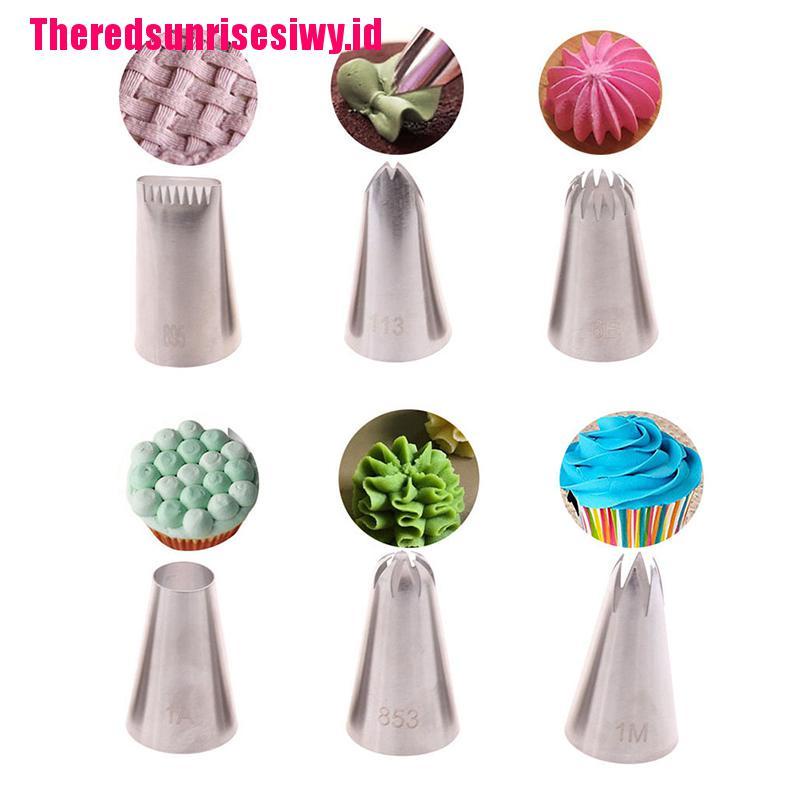 (Theredsunrisesiwy.Id) 6pcs / Set Spuit Piping Bahan Stainless Steel Untuk Dekorasi Kue